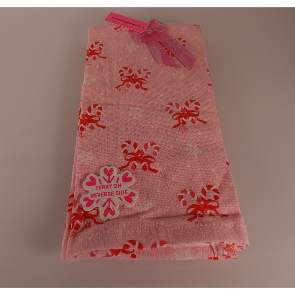 Betsey Johnson 2 Pack 18"x28" Kitchen Towels Christmas Candy Cane Snowflakes New